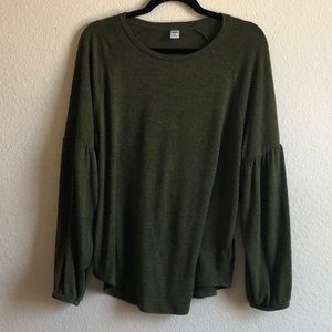 Old Navy Luxe Puffed Sleeve Top Olive Green L